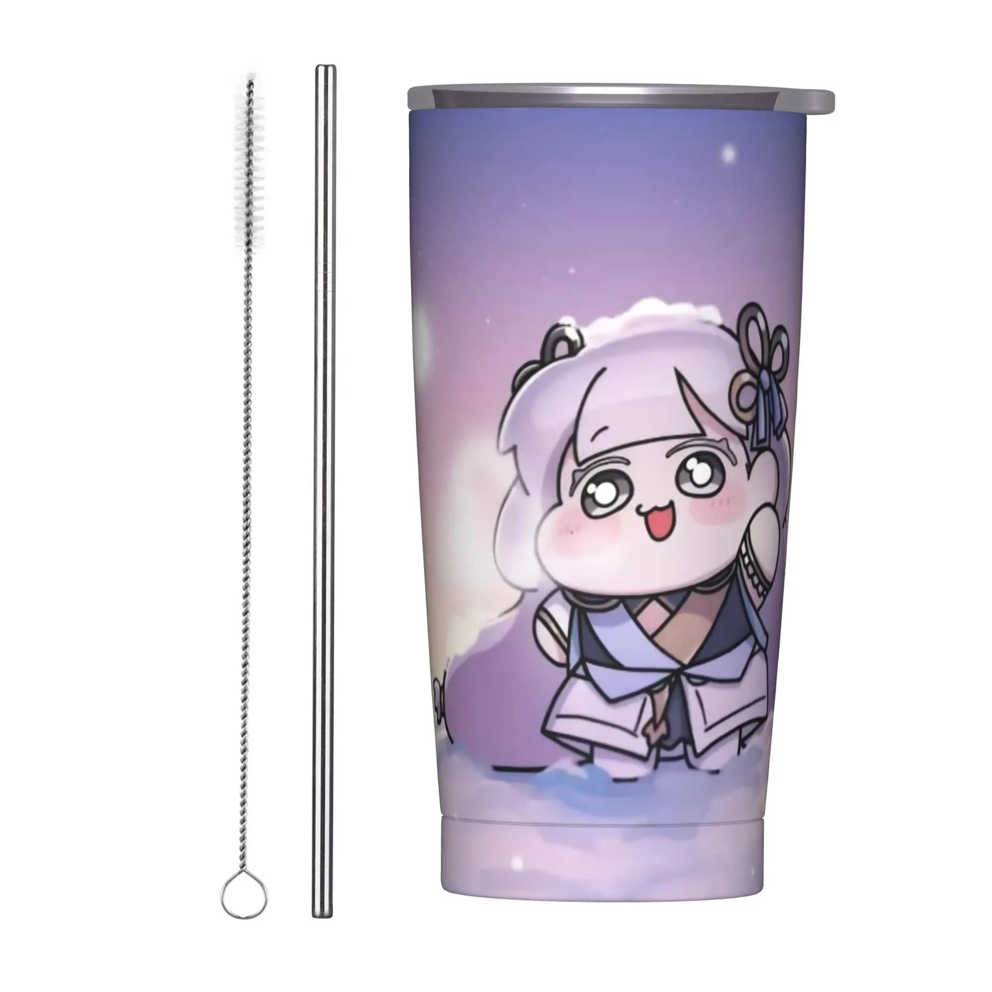 Borraccia Termica Isolante Trickcal C-Chibi Go Games con Coperchio, Tazza Termica in Acciaio Inossidabile a Doppia Parete, Borraccia per Auto 20oz