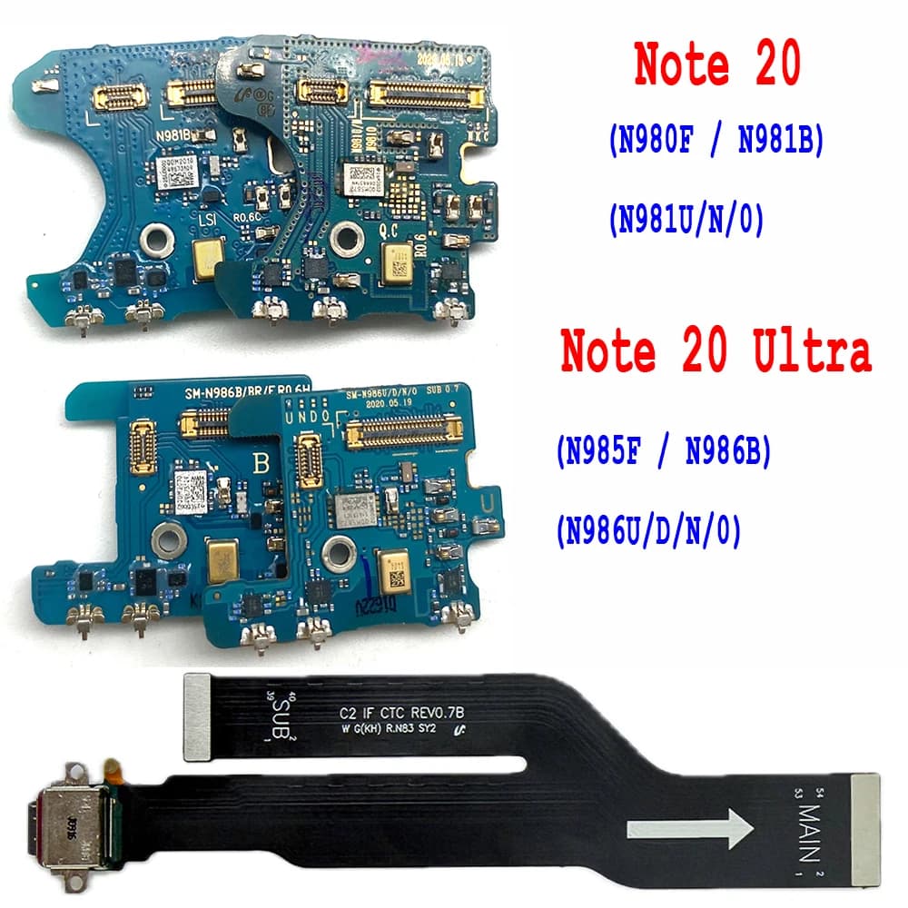 Microphone Board flex Cable Mic Connector USB Charge Board Replacement For Samsung Note 20 N981U N981B 20 Ultra 5G N986U N986B