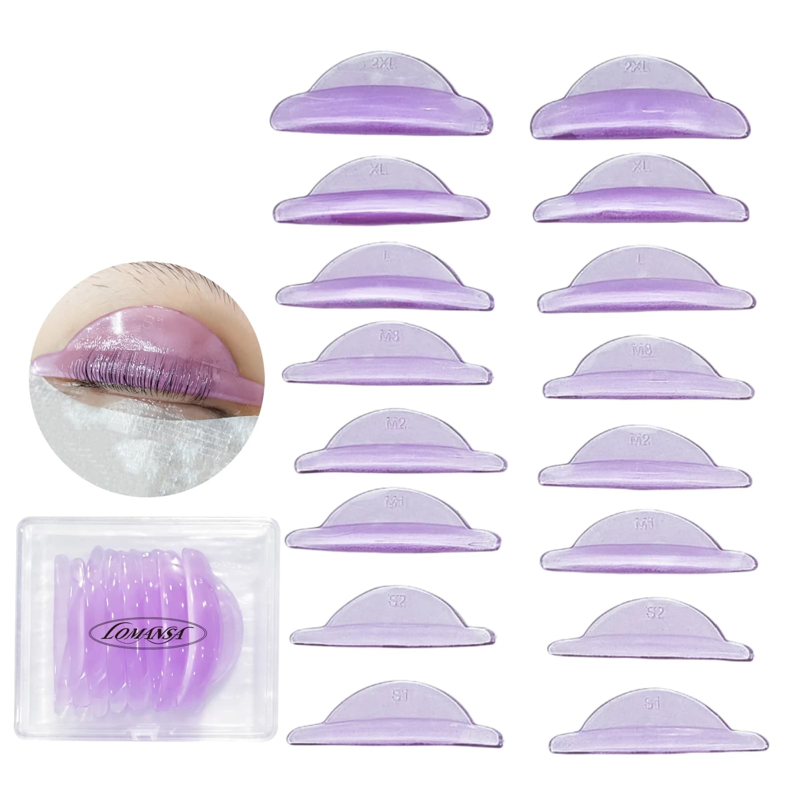 Lomansa 8 Silicone Pad Paia Stickers Without Collar for Permanent Eyelashes, 3D Eyelash Lift Shields, Eyelash Accessories, Makeup Tool