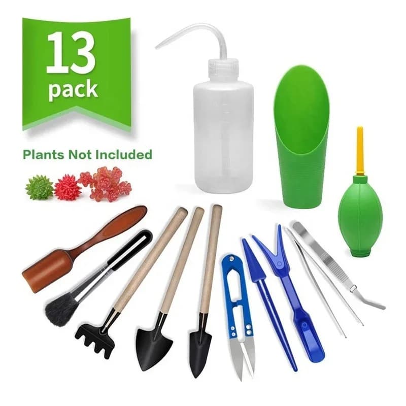 13 pieces garden planter kit diy sowing shovel spoon bucket spoon oily plants seedling tool bonsai fertilizer drilling device