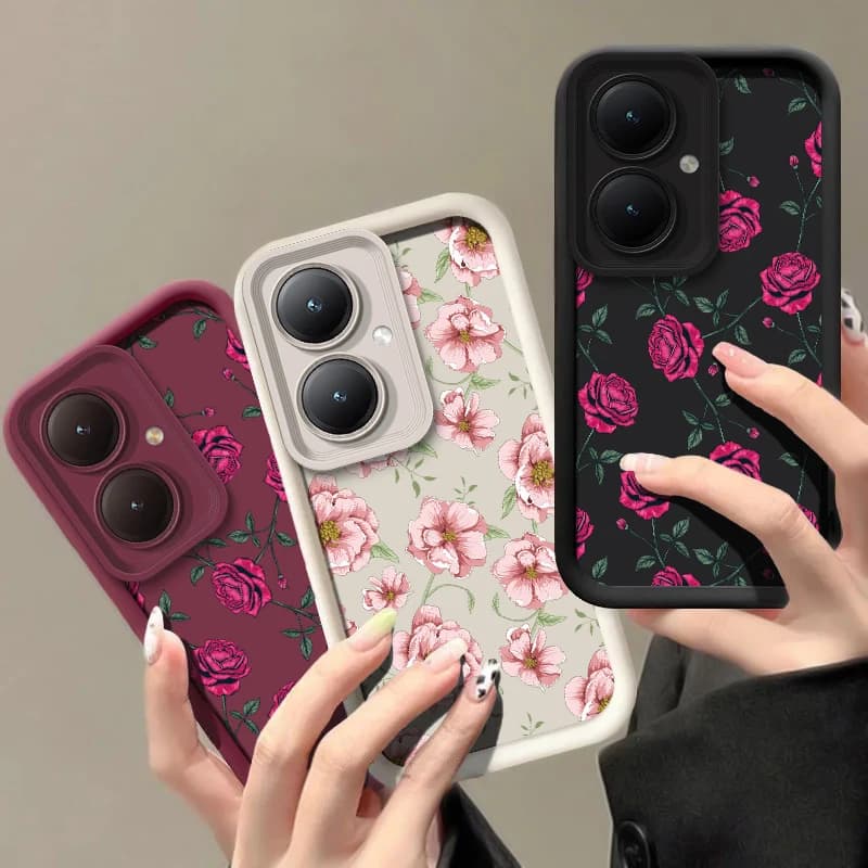 Custodia per telefono con motivo floreale per Vivo Y38 Y28 Y27 Y22 Y21 Y36 Y35 Y33S Y31 2021 Y30T Y29 Cover antiurto in silicone opaco