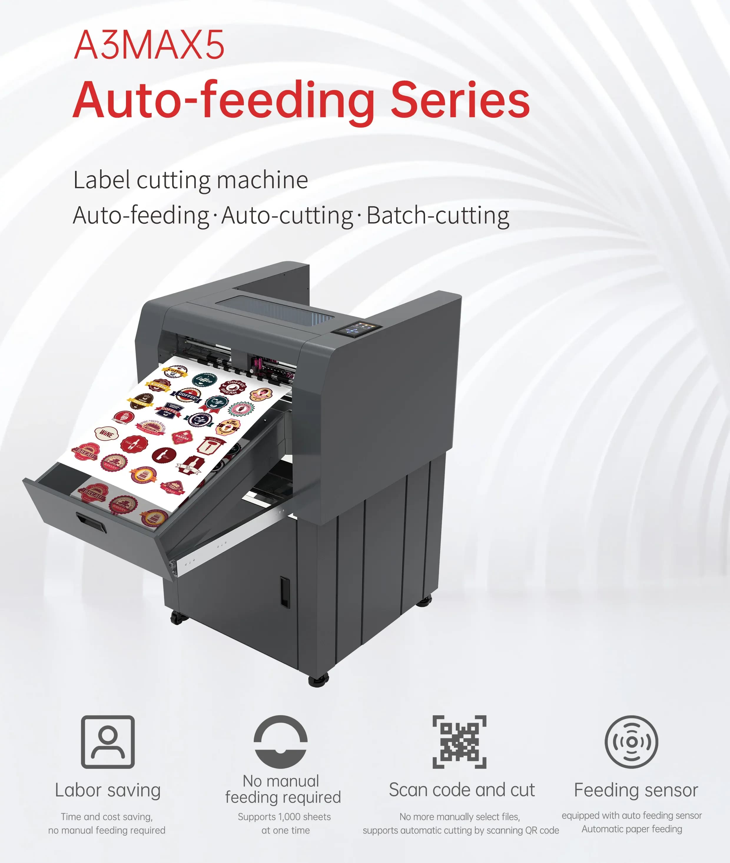 Macchina da Taglio Automatica Skycut A3MAX5 per Etichette Adesive di Mangimi per Animali con Motore Servo di Alta Qualità