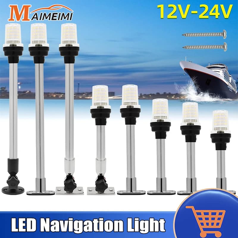Luce di navigazione Luce a LED per barche Yacht Marine Piega verso il basso Luce di ancoraggio di navigazione 12V-24V Luce di segnale a vela 360 Accessori per barche