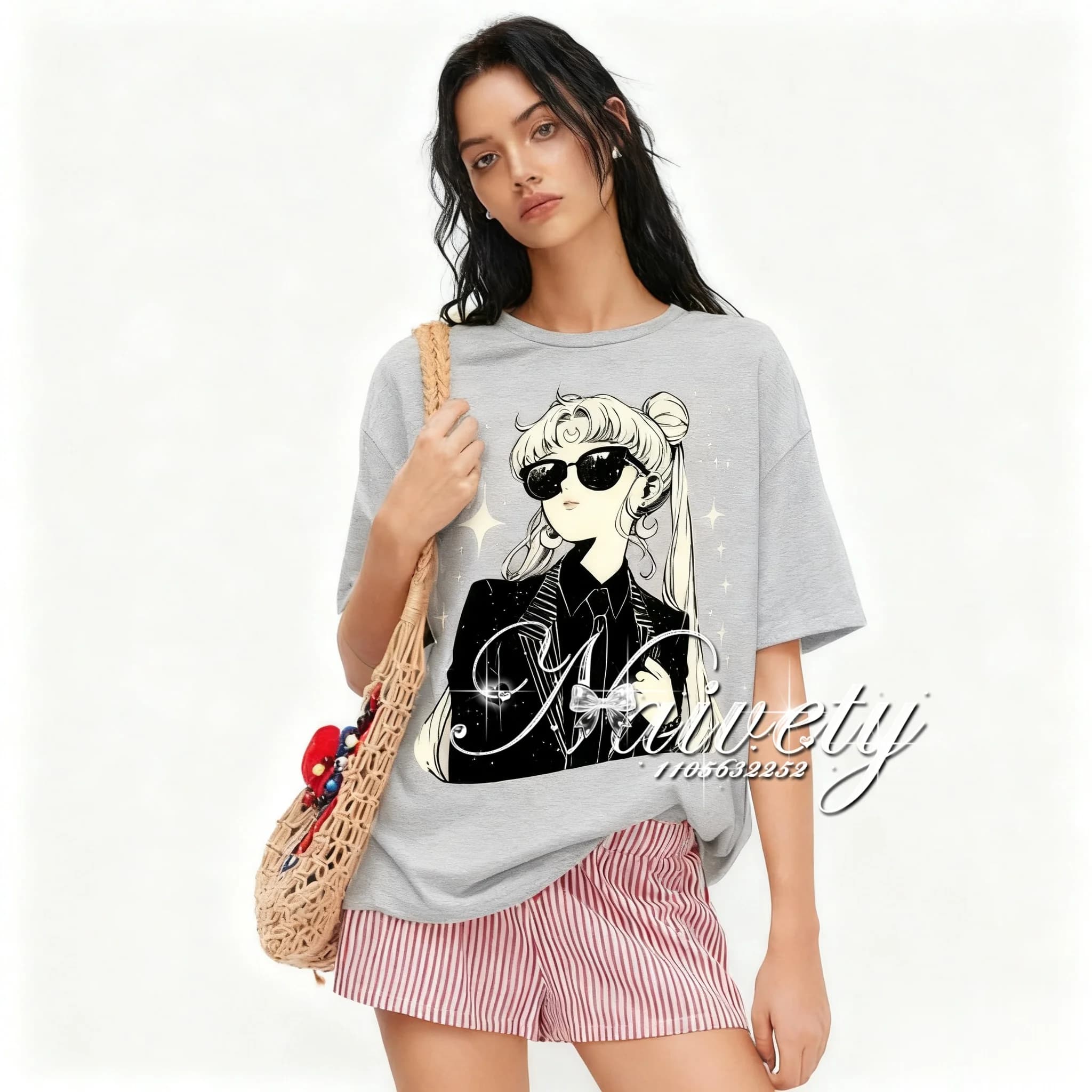 2026 Summer Sailor Moon Print Cotton T-shirt Unisex Student Sportswear Anime Tsukino Usagi Cool Manga Graphic Short Sleeve Tee