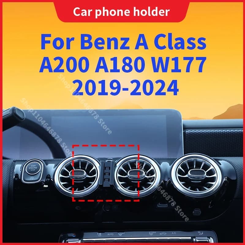 Supporto per telefono per auto per Mercedes Benz Classe A A200 A180 W177 2019-2024 Speciale Base fissa Supporto per caricabatterie wireless Supporto per telefono cellulare