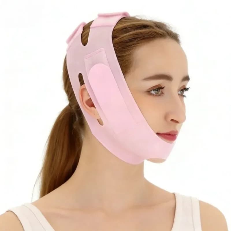 Maschera viso in silicone per lifting a V, fascia modellante per viso, guance, mento e collo, per la cura quotidiana della pelle