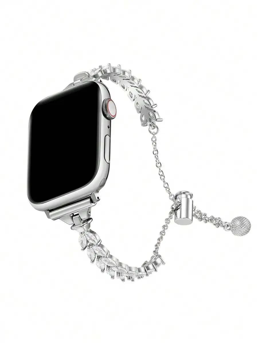 1pc Leaf Rhinestone Bracelet Band Compatible With Apple Watch 38/40/41/42/44/45/46/49mm, Compatible With Apple Watch Series
