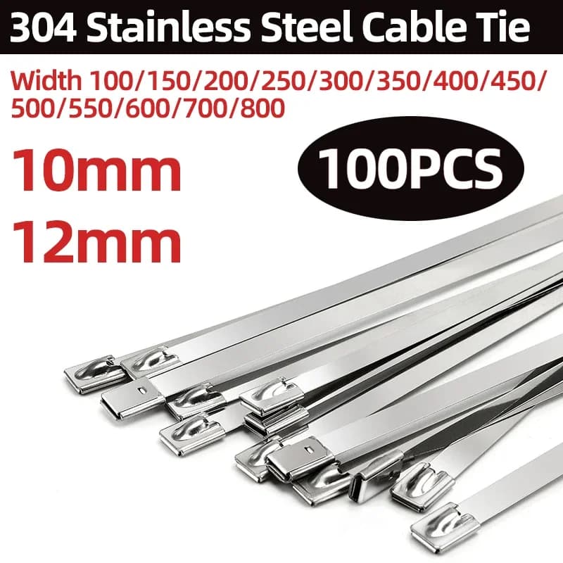 Fascette per cavi 100 in acciaio inossidabile 304 10mm 12mm X100 ~ 800mm fascette autobloccanti per scarico multiuso