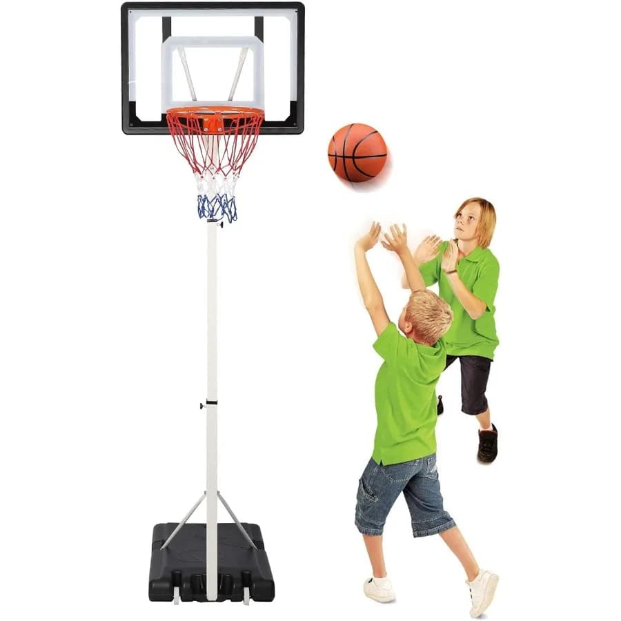 Portable Basketball Basket for Family - Indoor and outdoor basketball system adjustable in height from 5 feet to 6.8 feet/6.8 feet to 8.