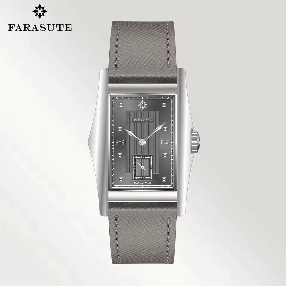 FARASUTE Men Automatic Watch 33mm Rectangle Mechanical Wristwatch Sapphire 30m Waterproof Small Second Hand
