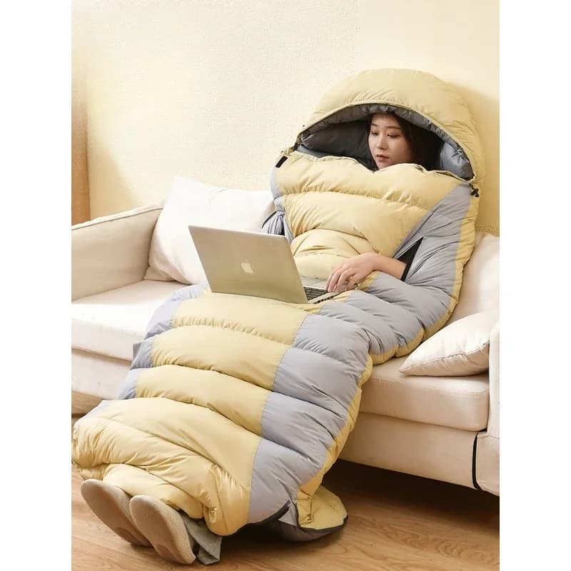 Adult sleeping bag in feather, for camping tent, camping equipment, thermal blanket, double use, winter, thickened, single