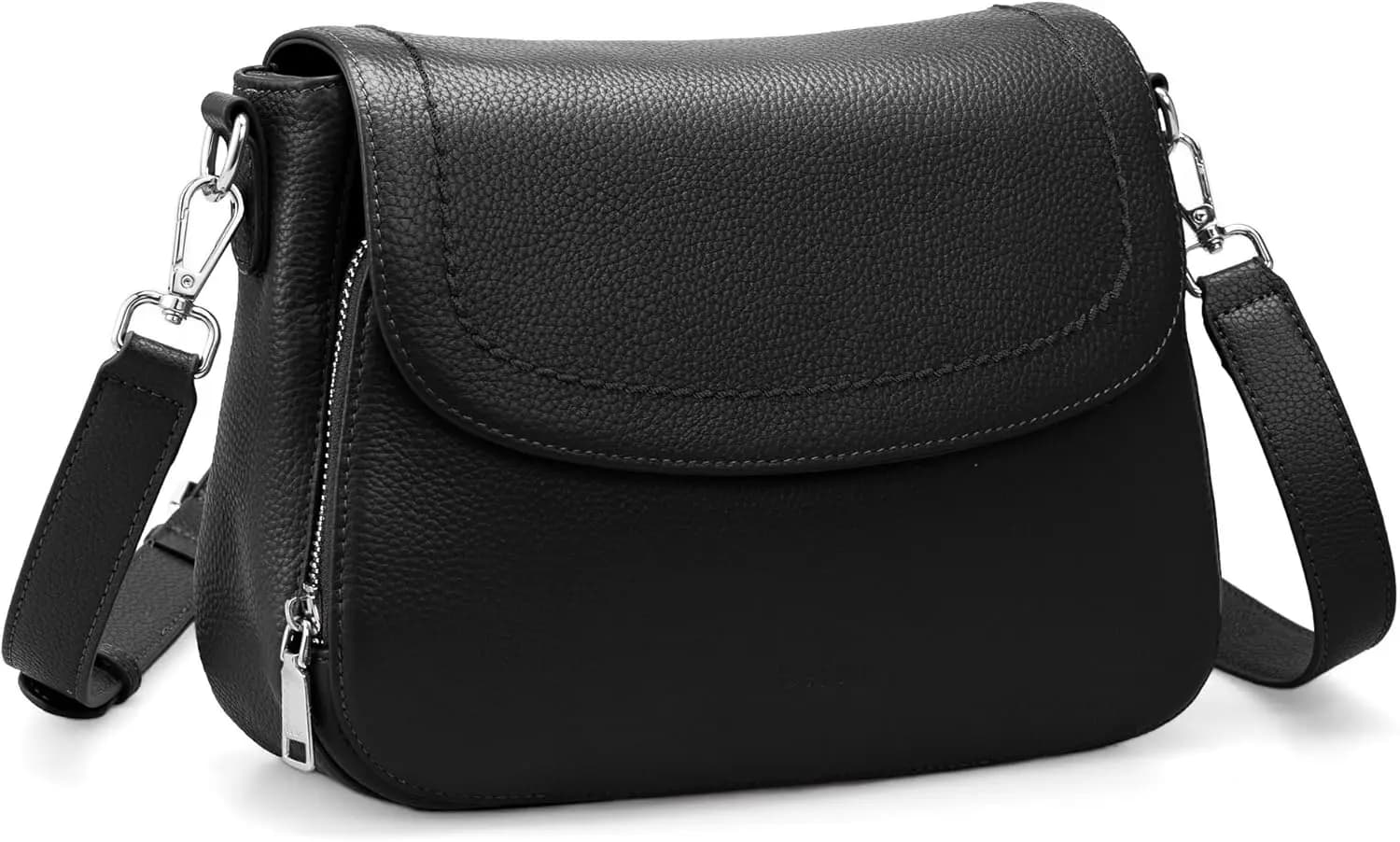 Borsa a Tracolla in Vera Pelle per Donne con Portafoglio RFID, Borsa Media Stile Saddle