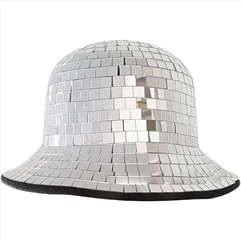 A67P-Disco Ball Bucket hat with sequins Cow Boy Bucket hat Mirror with sequins Hat Fedora Fishing Hat Bling Dance Ball Cap