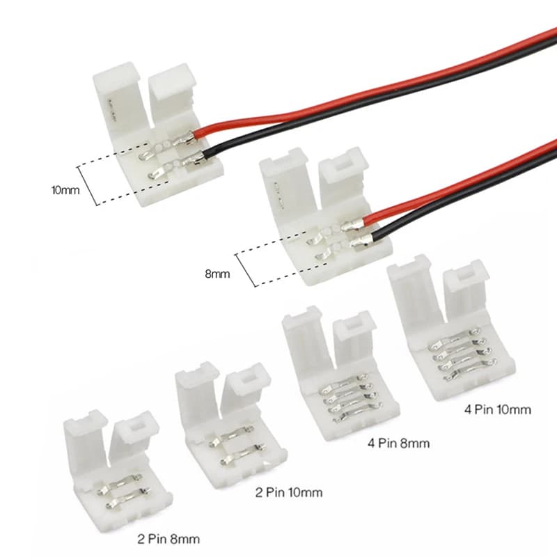 5 pz 10 pz 2pin 4pin 8mm 10mm strisce LED luci connettore Clip di giunzione per 2835 3528 5050 5630 LED Strip Lamps connettore Bar
