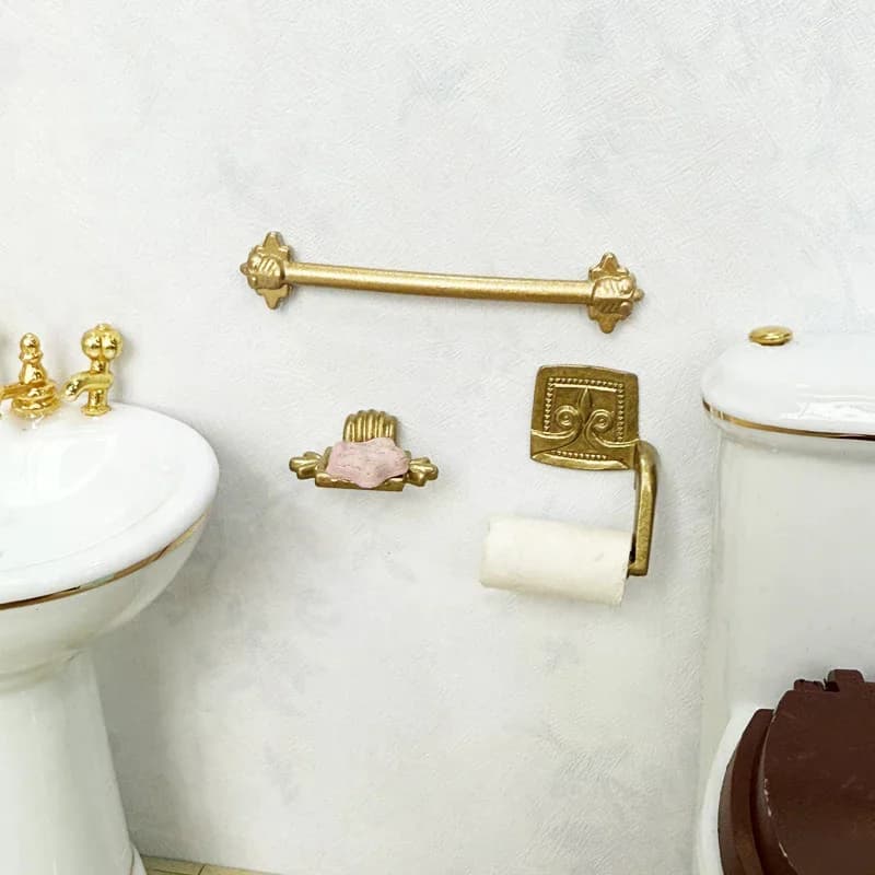 1/12 Simulazione casa delle bambole Portasciugamani di carta Portasciugamani Portasapone Set Modello di casa delle bambole in miniatura Decorazioni per il bagno Giocattoli