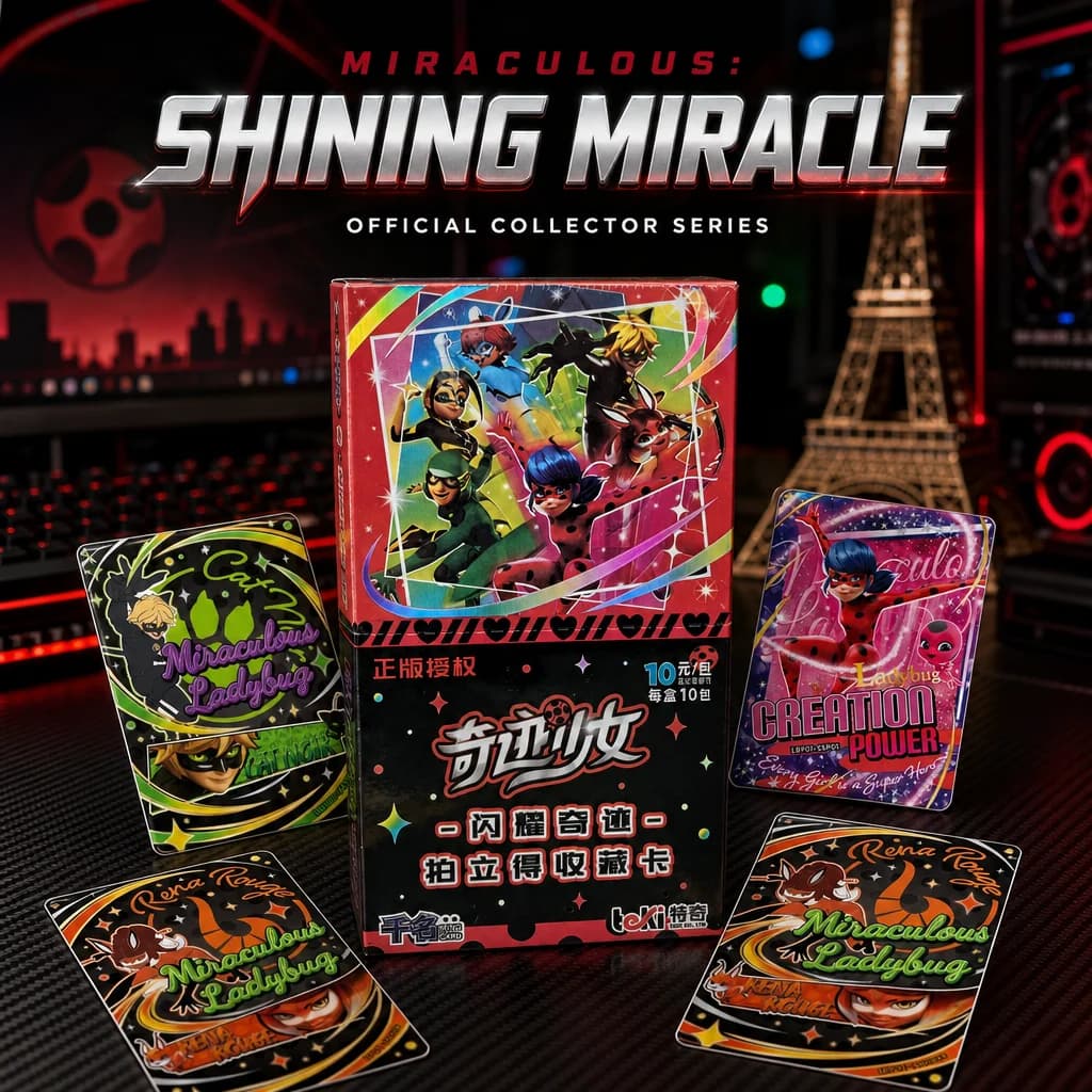 Official Miraculous Ladybug Shining Miracle Instax Style Collectible Cards Cat Noir TCG Booster Box Polaroid Anime Trading Card