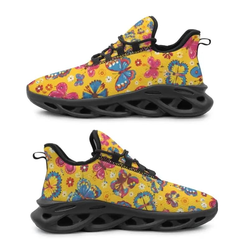 Ladies Men Running Shoes Sports Shoes，Butterfly and flower pattern，Fashionable and playful design，Suitable for outdoor sports an
