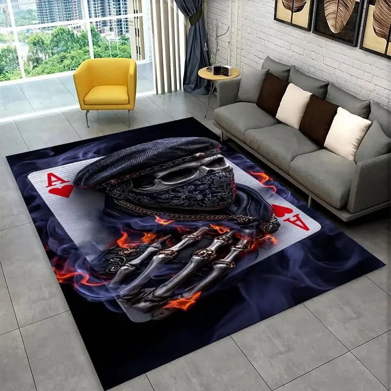 Horror Skeleton Skull Gothic Large Area Rug Non-slip Durable Carpet for Bedroom Living Room Sofa Doormat Home Decor Floor Mat
