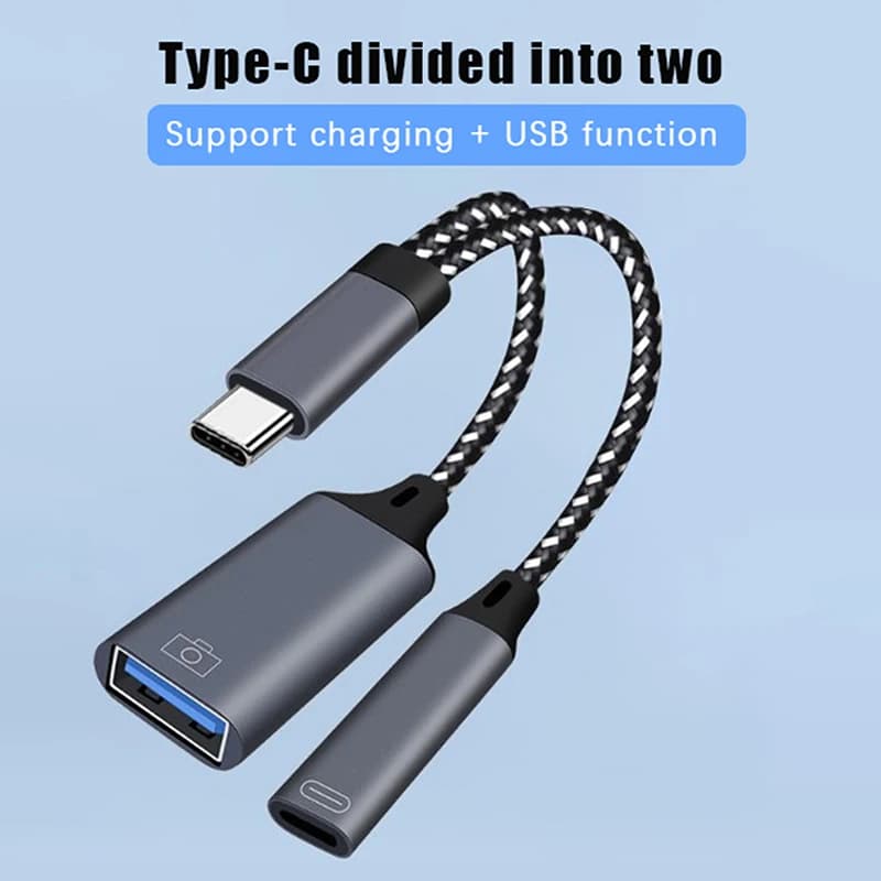 （Summer6）Cavo USB C OTG Adattatore per telefono 2 in 1 da tipo C a USB A con porta di ricarica PD per telefono, laptop, tablet