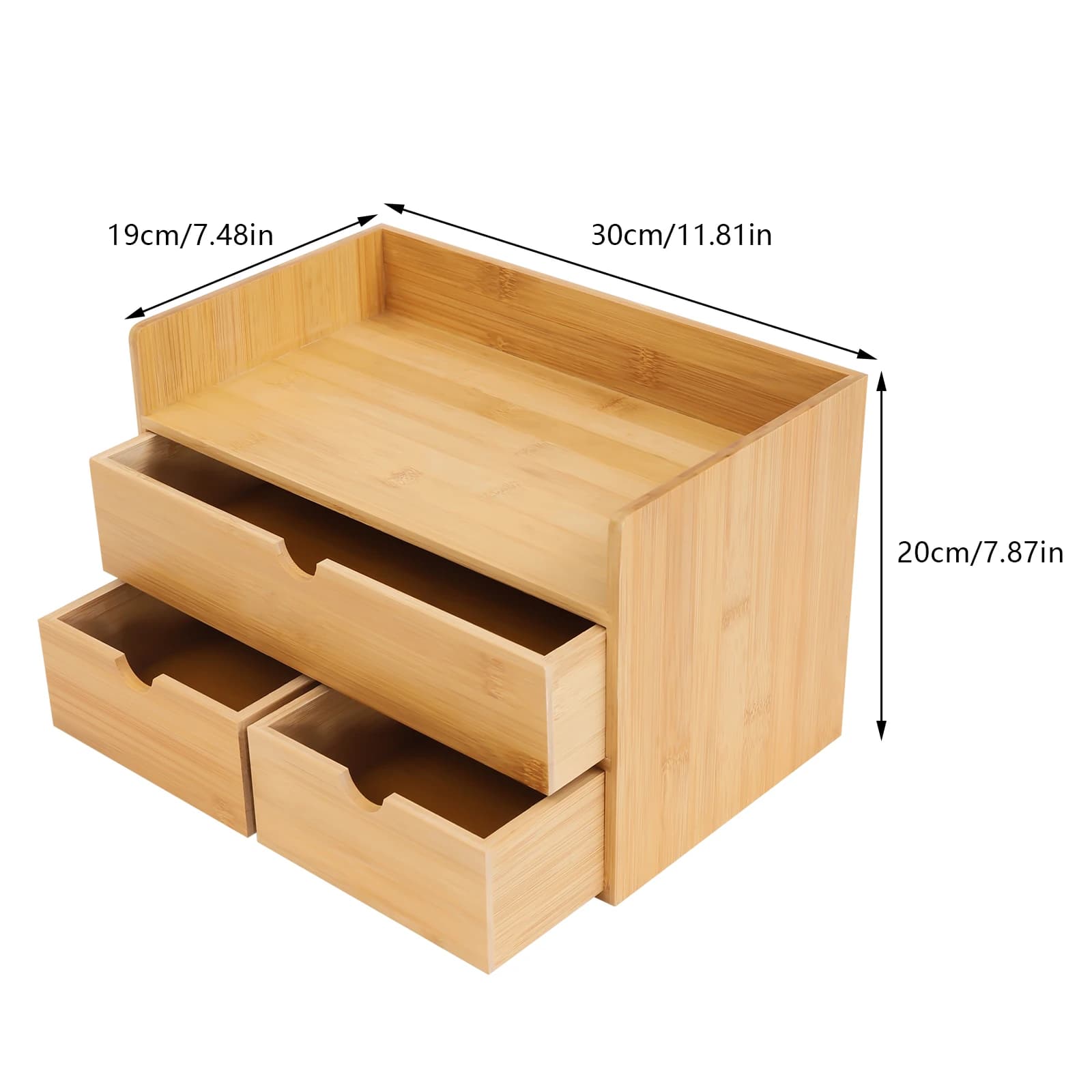 Bamboo desk organizer, with 3 drawers, table cosmetic desk organizer, simple design, home office NEW