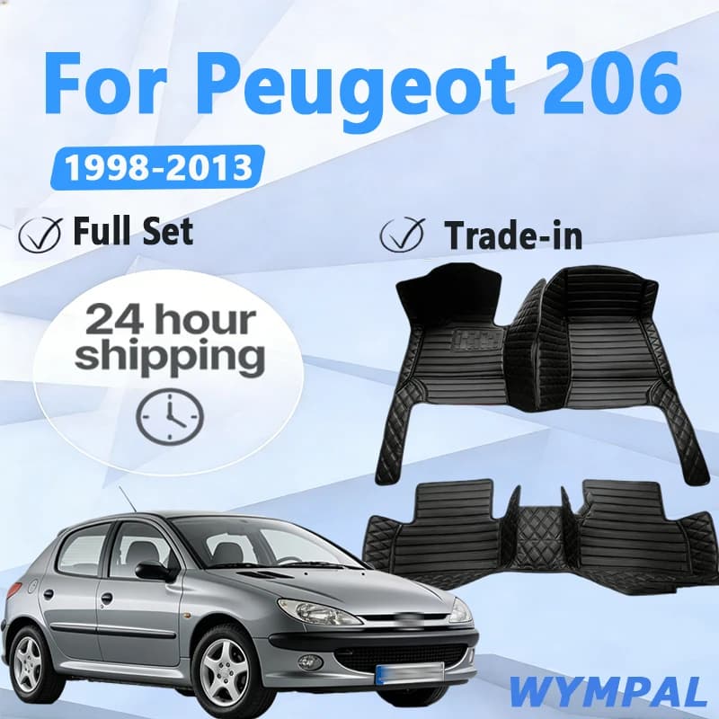 Car Floor Mats For Peugeot 206 206+ 1998~2013 Carpets Rugs Luxury Leather Mat Interior Parts Car Accessories 1999 2000 2001 2002