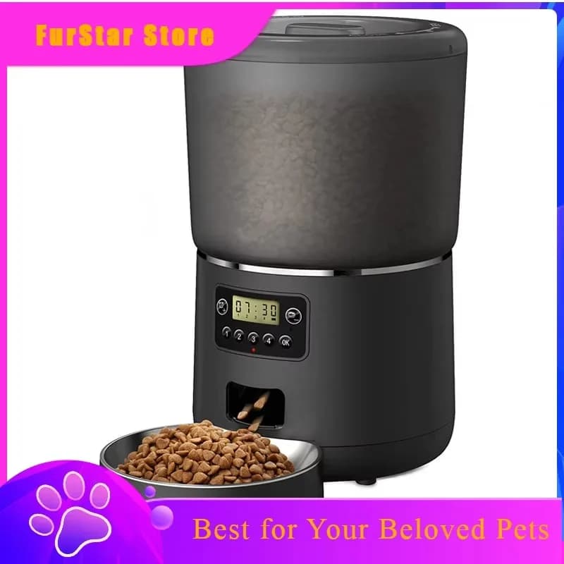 FurStar4L Automatic Pet Feeder Smart Cat Food Dispenser With Timer For Dogs Cats Anti Blockage Stainless Steel Bowl App Control