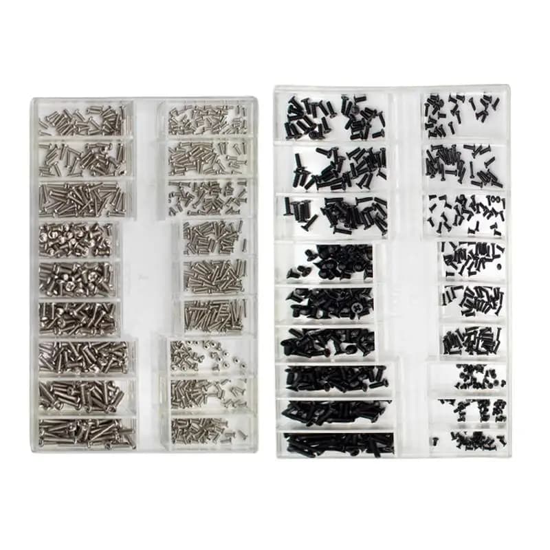(YY)2025 1 Set Scatola per viti per orologi 18 tipi Kit di viti Mini vite a testa piatta per laptop Telefono Tablet Obiettivo della fotocamera Accessori di riparazione