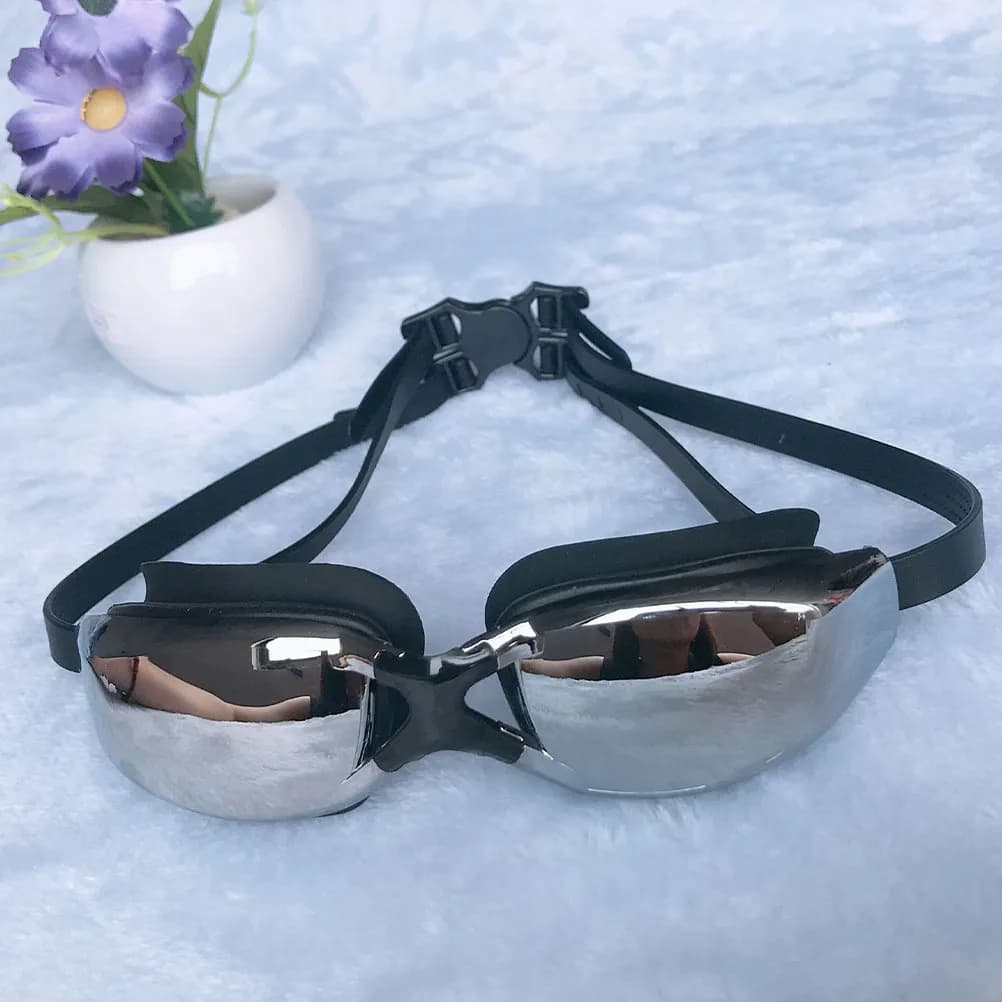 1 Paio di Occhialini da Nuoto Elettroplaccati per Miopia, Professionali Antiappannamento per Adulti, Visione Ampia, Superficie Ottica Subacquea