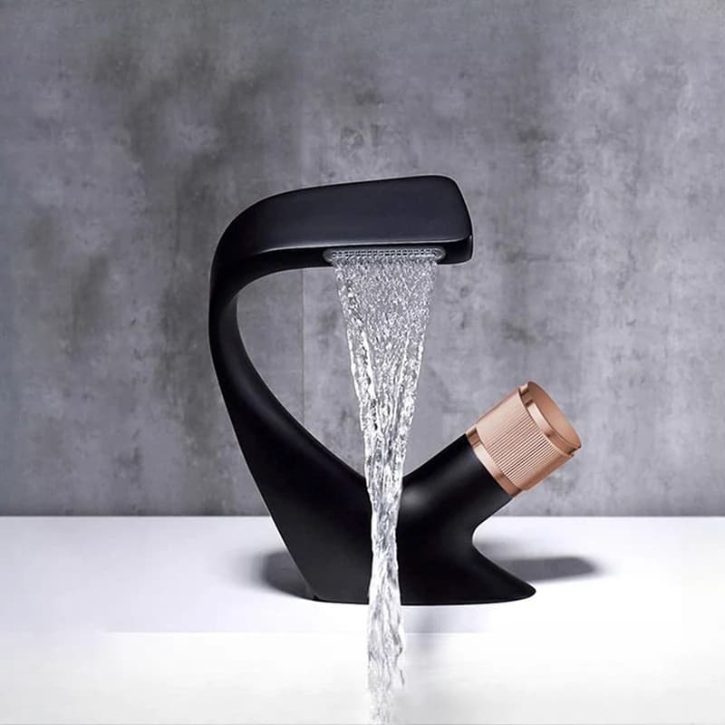 Waterfall Faucet Stainless Steel Hot and Cold Water Faucet G1/2 (20 mm) Thread Wash Basin Faucet High-End Art