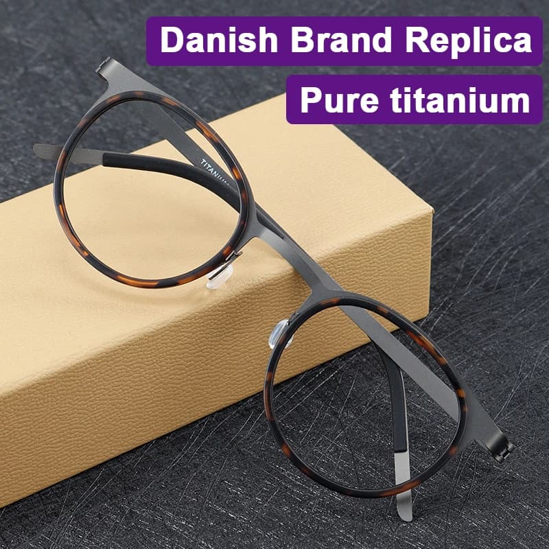 Denmark Brand replica Ultralight eyeglasses in pure titanium without screws Glass frame with round mirror Ring Separation Men's eyeglasses