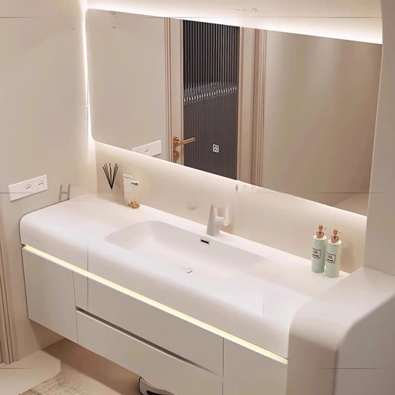 /Set lavabo mobiletto da bagno lavabo specchio moderno bianco galleggiante mobiletto da bagno cassetti armadio Meuble Salle De Bain mobili