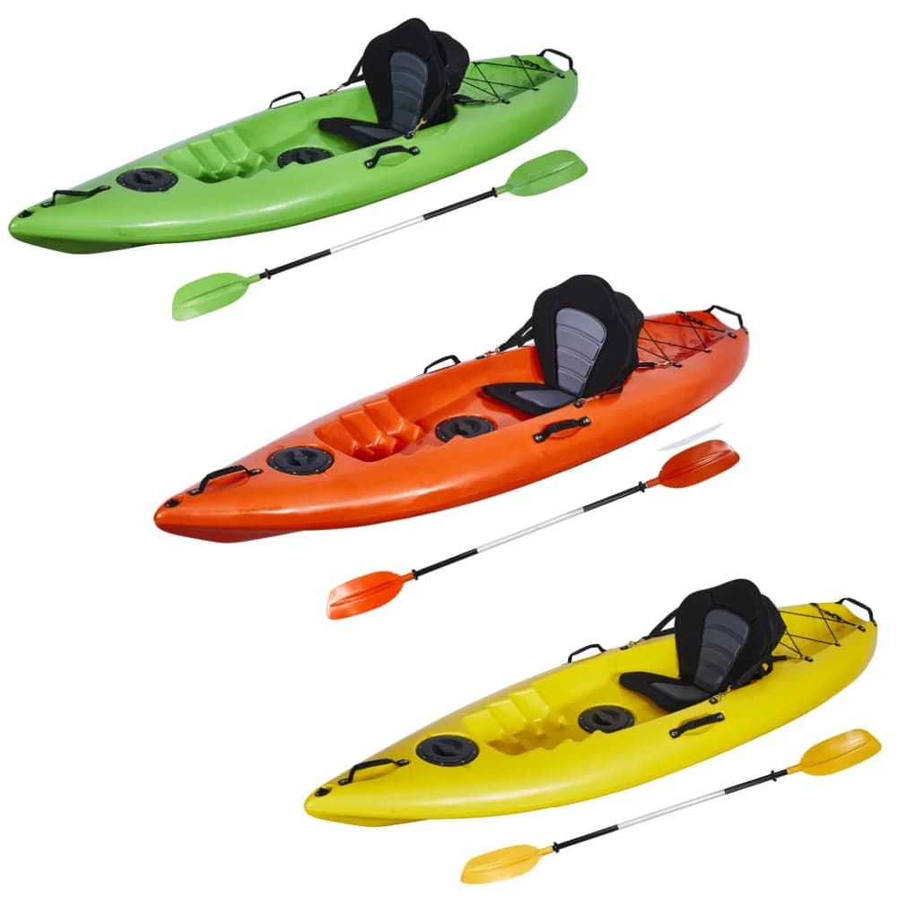 Kayak da Pesca Monoposto 2,6m, Barca Piccola con Pagaia per Uso Fluviale, Materiale Scafo LLDPE