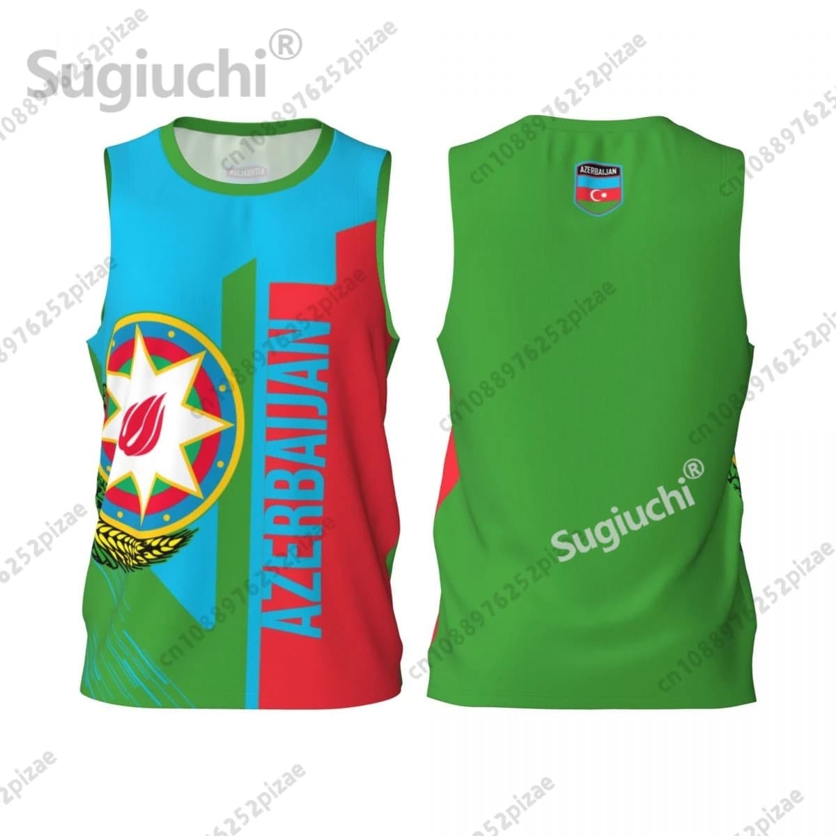 Magliette Sportive Personalizzate con Nome e Numero, Bandiera 3D dell'Azerbaigian, Abbigliamento Traspirante per Uomo, per Basket, Corsa e Fitness