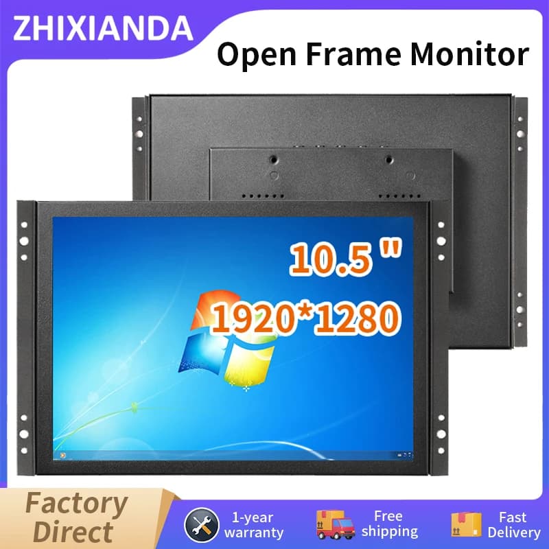 Zhixianda 10.5 inches 1920*1280 Open Frame Monitor Capacitive Touch Industrial LCD Display with USB HDMI VGA interface