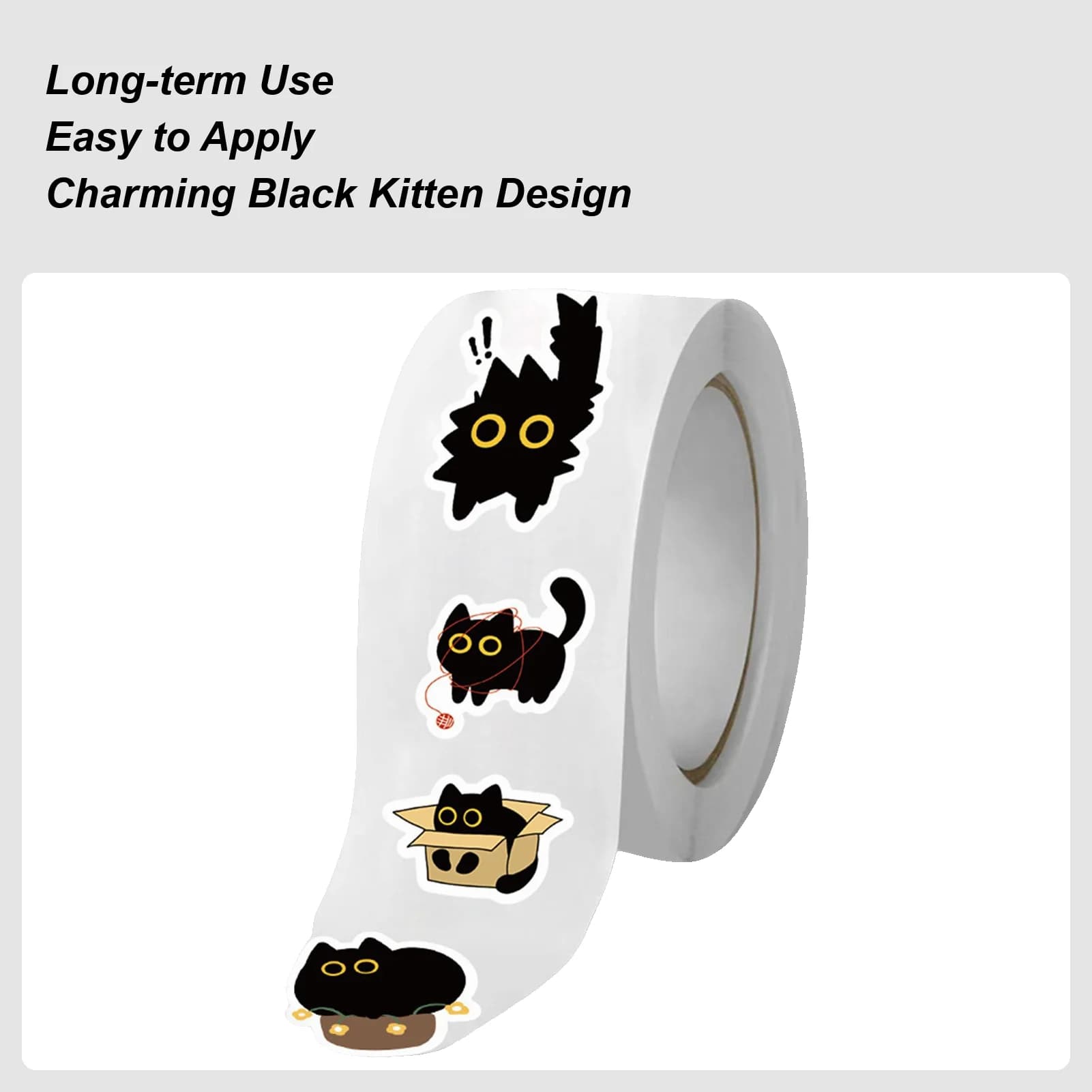 500 pz/rotolo Del Fumetto Gatto Nero Adesivi Divertente Gattino Nero Adesivi Per Laptop Gatto Decalcomanie Per Scrapbooking Ufficiale Busta di Tenuta