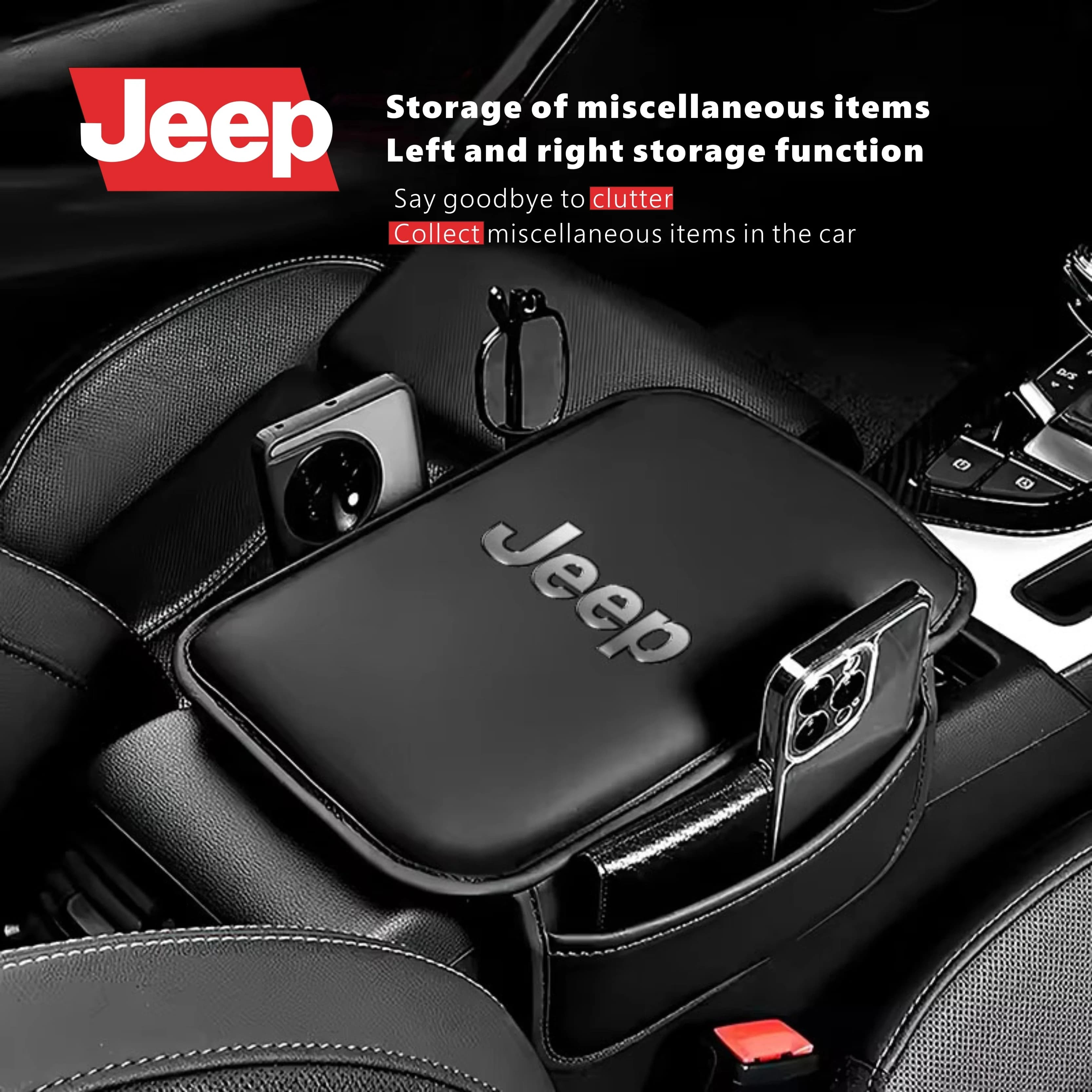 Auto Bracciolo Cuscino di Stoccaggio Pad Bracciolo Box Copertura Protettiva Per Jeep Wrangler Rubicon Renegade Compass Grand Cherokee Patriot