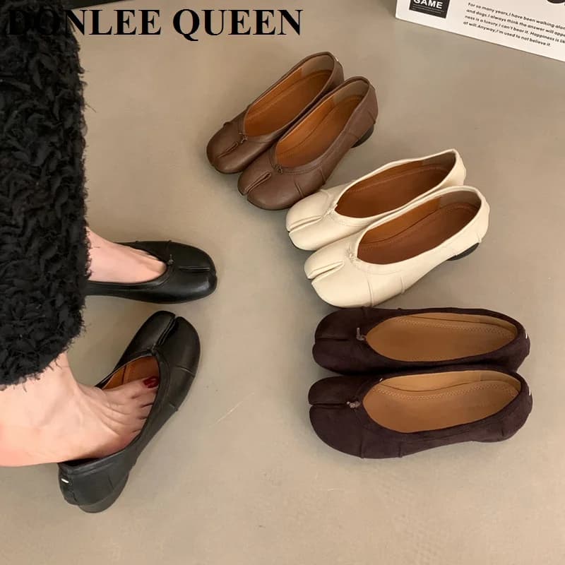 2026 Fashion Tabi Ninja Moccasins Split Toe Shallow Flat Heel Ballet Women Shoes Slip On Loafers Female Casual Dress Pumps Mujer