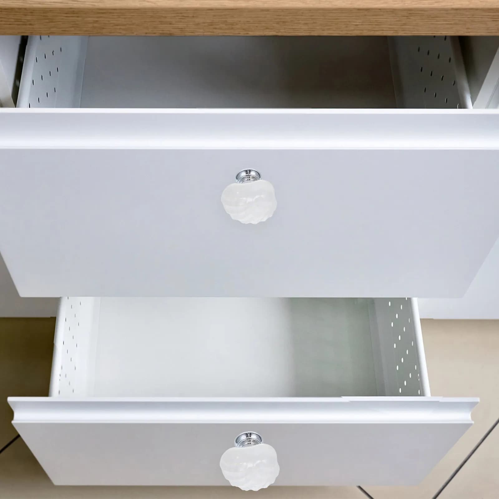 4 Pezzi Maniglie per Mobili in Ceramica a Forma di Conchiglia, Pomelli Bianchi Creativi per Cassetti e Armadi