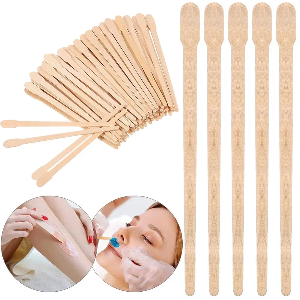 100PCS Donna Bastone per depilazione in legno Spatola per depilazione usa e getta Bastoncini per cera Legno Viso Sopracciglia Spatola per ceretta Strumento di bellezza