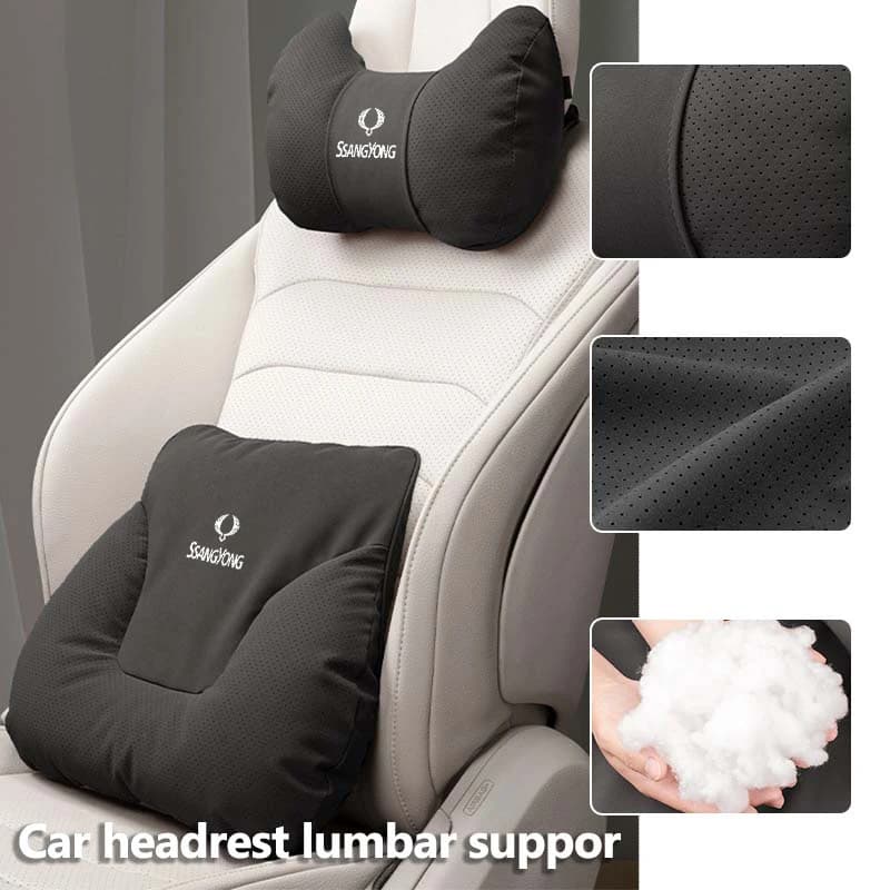 Car Neck Pillow Headrest Protector Lumbar Support Backrest Cushion For SsangYong Sport Korando Rexton Musso Chairman Turismo