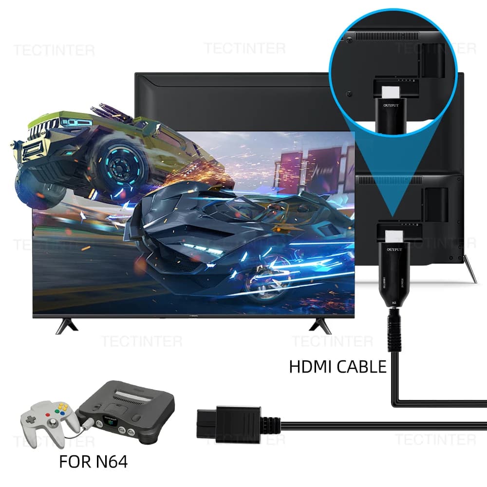 For N64 to HDMI converter for GameCube SNES Adapter Cable from N64 to HDMI Plug to Play 720P 1080P Fully Digital Cable Accessories