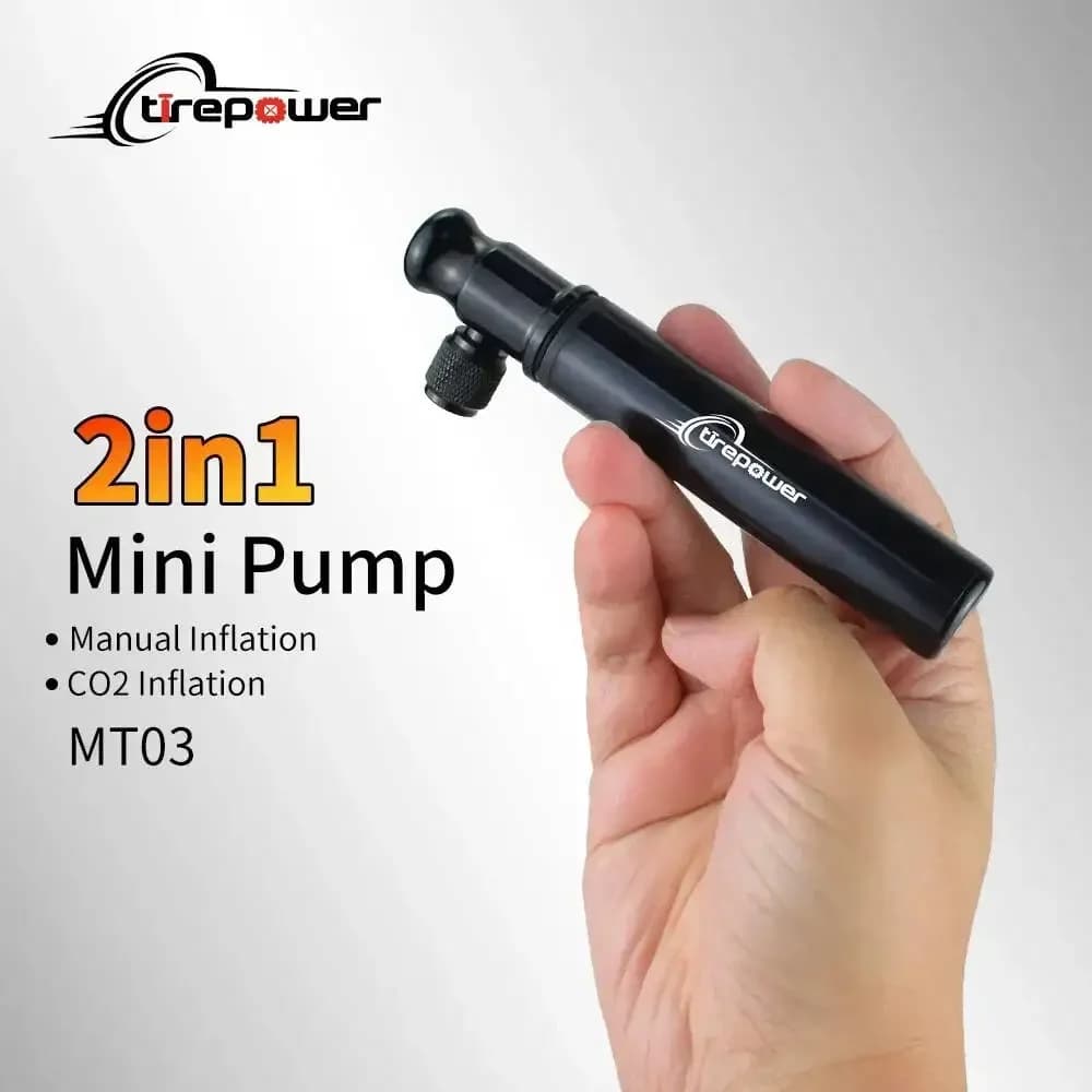 Mini pompa per bici Pompa manuale e gonfiatore a CO2 Pompa per pneumatici per bicicletta compatibile con valvola Presta e Schrader a doppio scopo per bici da strada MTB