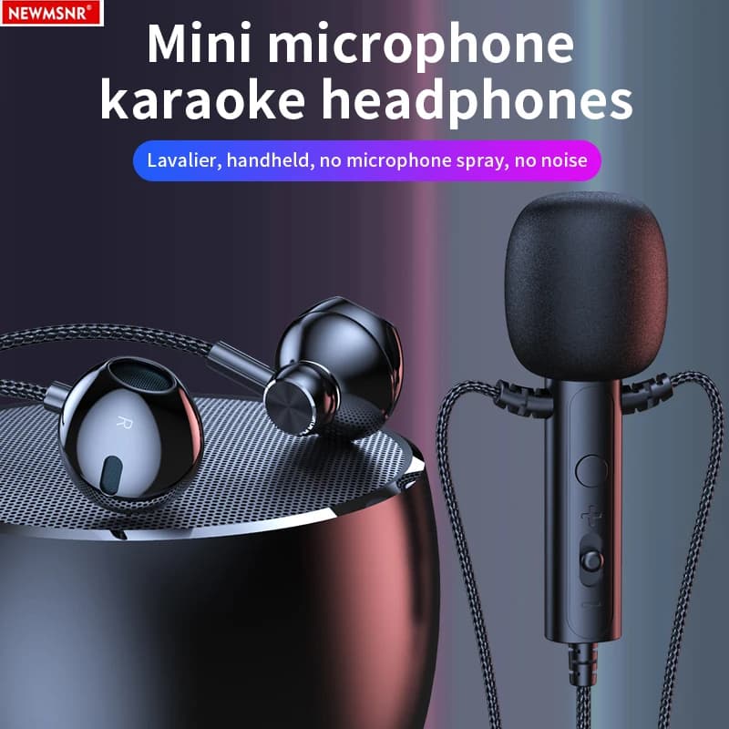 Per la trasmissione in diretta Karaoke con clip Auricolari con microfono da bavero Cuffie intrauricolari portatili da 3,5 mm Cuffie con audio surround con microfono HD