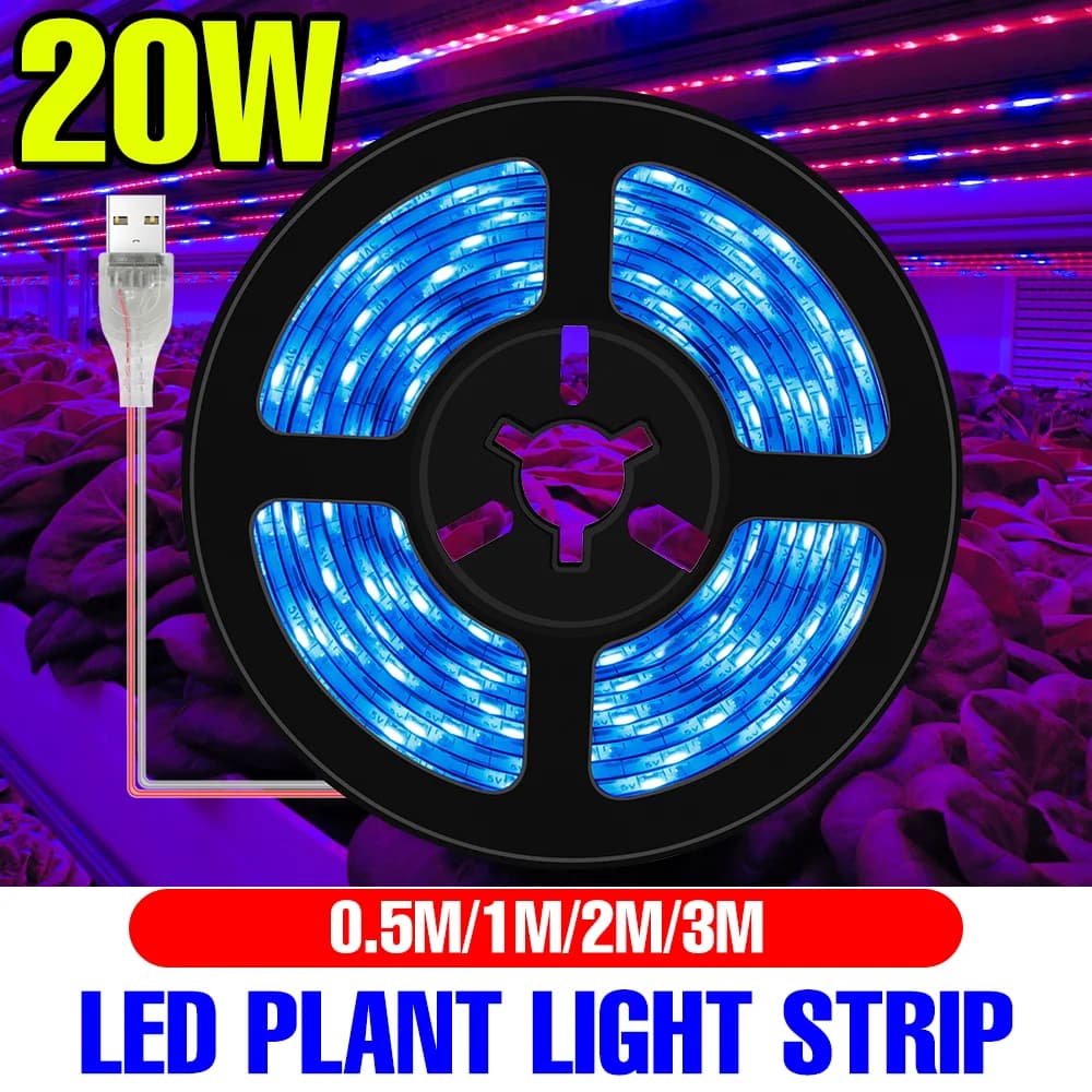 LED Strip for Indoor Full Spectrum Cultivation, 5V Plant Growth Lamp, Lighting for Serre, Blinds, Seeds, Flowers in Vase, Growth Box