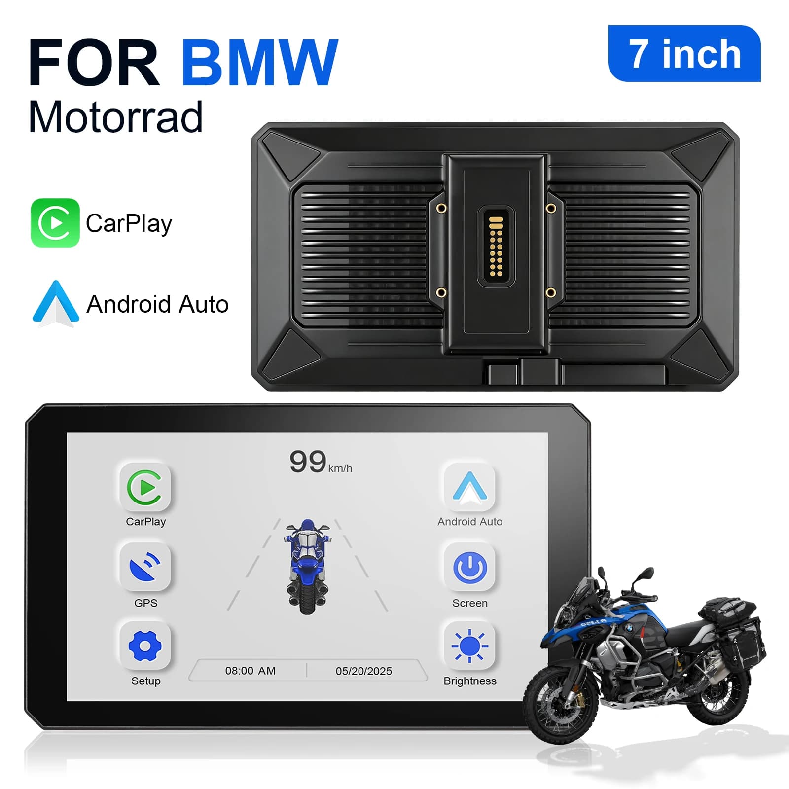 Carplay per bmw XR M1000 R1200GS R1250GS S1000XR R1300GS Navigatore moto portatile da 7 pollici CarPlay Navigatore automatico Android