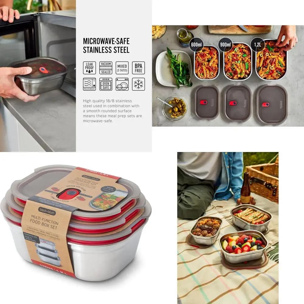 Set di contenitori riutilizzabili per la preparazione dei pasti - Scatole per il pranzo in acciaio inossidabile per picnic e campeggio - 20/30/40 once