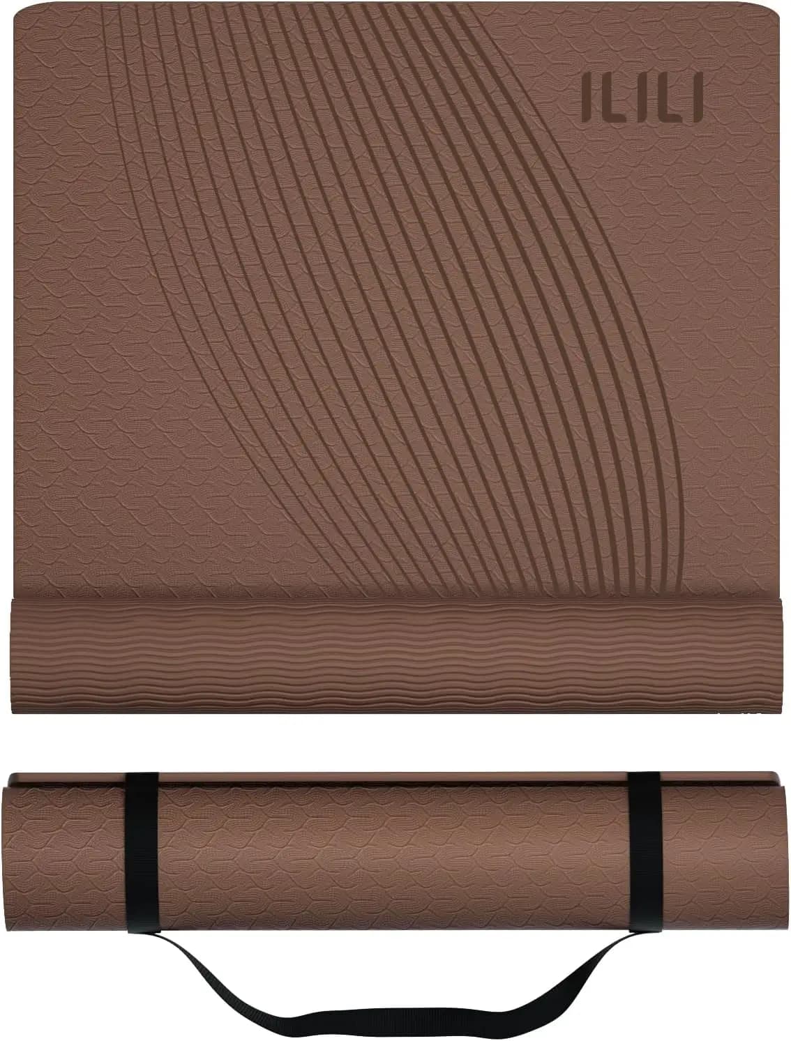 Tappetino Yoga in TPE 72x25x0.3 Pollici, Resistente agli Strappi con Cinghia di Trasporto per Yoga, Pilates, Allenamenti a Casa e Fitness