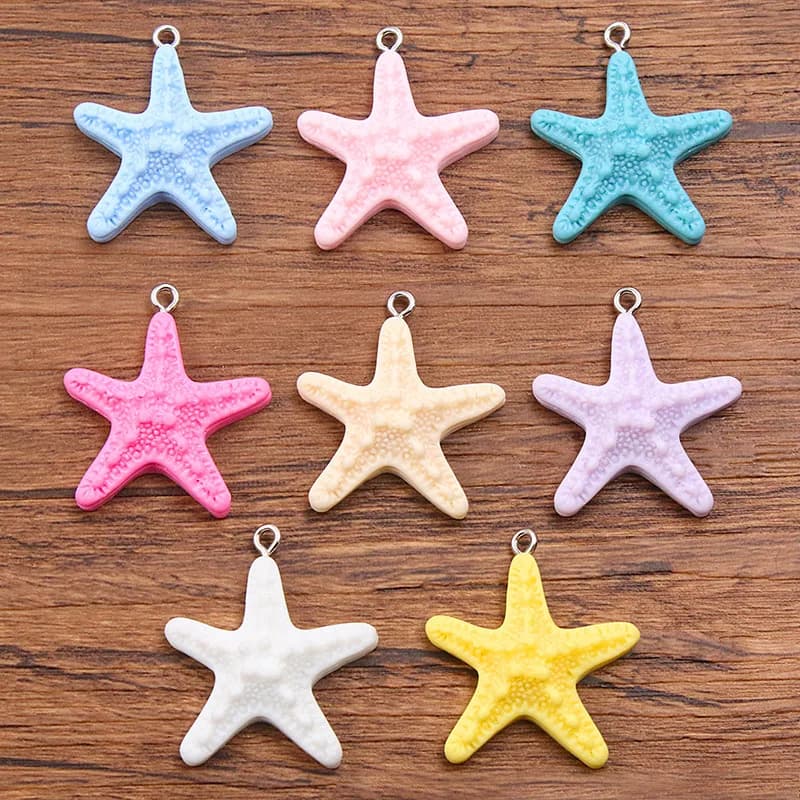10Pcs Dopamine Color Starfish Resin Charms Ocean Pendants DIY Accessories For Phone Bag Bracelet Jewelry Craft Gifts