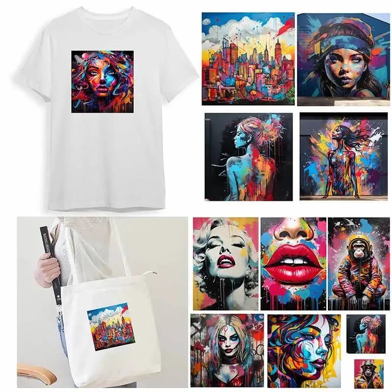 Pittura a olio Graffiti Cuore grigio Ferro Borsa di carta Vestiti Borsa di tela T-shirt Giacca con cappuccio fai da te Gli adesivi DTF sono impermeabili