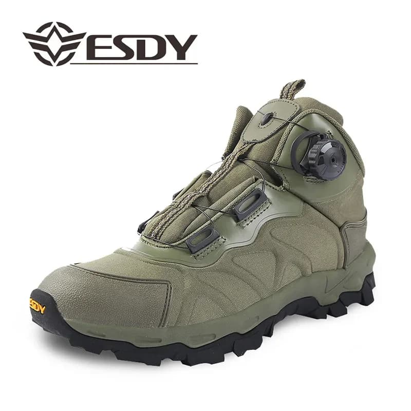 Men's Casual Shoes Spring Buckle Automatic Tactical Combat Boots in Canvas Waterproof Men's Tactical Boots